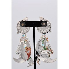 Lunch At The Ritz Vintage Hey Diddle Earrings Dangle Pierced 1980s Signed CARD