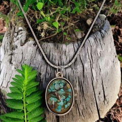 Vintage Confetti Lucite Pendant Necklace Silver Tone Chain 18″ Bohemian Indie