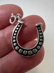 Vintage 925 Sterling Silver Horseshoe Charm Good Luck Charm Lobster Claw