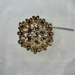 Vintage Mint Green Enamel And Rhinestone Flower Cluster Brooch 1960s