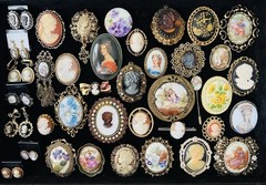 Vtg Estate Cameo Jewelry Artisan Painted Floral Romantic Victorian Revival Lot