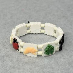 Vintage 80’s Charm Bracelet Plastic Child Kids White Elastic – 6″ Wrist