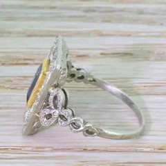 Art Deco Vintage Style Lab Created Sapphire 14K White Gold FN Engagement Ring
