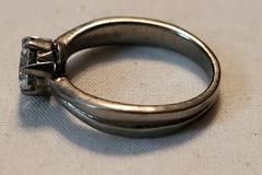 925 Sterling Silver Simulated Solitaire Diamond Engagement Ring Size 7.75 NOS