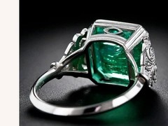 3.5Ct Art Deco Style Lab Created Emerald Engagement Anniversary 925 Silver Ring