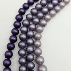 Vintage Purple Ombre Faux Pearl Bead 4 Strand Bib Necklace Graduated Lavender