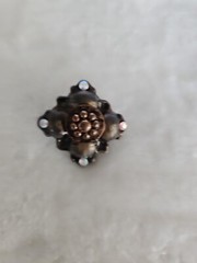 VTG Jeff Lieb Clip Earrings Dark Gold Rhinestone One Of A Kind Custom Handmade