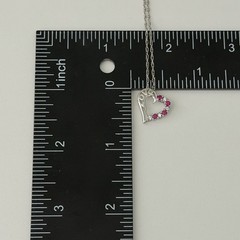 Lenox 925 Sterling Silver Vintage Ruby & CZ Open Heart Love Dainty Necklace 18″