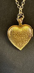 Signed1928-14k Gold Dipped Necklace W Heart Shaped Gold N Clear Crystals Locket