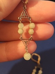 Sterling Silver Light Green Stone Dangle Earrings