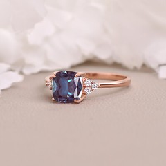 Cushion Alexandrite Engagement Ring Anniversary Birthday Gift For Her Women Ring