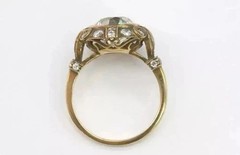 4CT Vintage Old Mine Round Bezel Lab Created Diamond Ring 14K Yellow Gold Finish