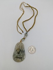 5 Chinese Carved Jade Pendants Pendant Lot – Goat, Sheep, Dragon, Fruit, Floral.