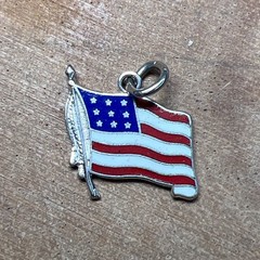 Vintage Sterling Silver 925 United States Enamel Flag Charm Pendant