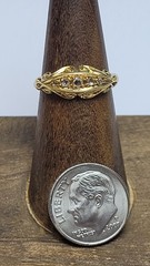 Antique Chester England 18k Yellow Gold 5 Rough Rose Cut Diamond Ring Size 7