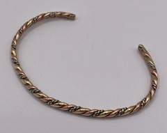 VTG Signed Sergio Lub Mixed Metals Copper & Brass & Silver Twisted Cuff Bracelet