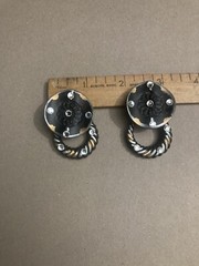 VTG Jeff Lieb Clip Earrings Black/Gold Rhinestone One Of A Kind Custom Handmade