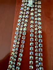 VTG. MCM BLUE AURORA BOREALIS RHINESTONE & ART GLASS NECKLACE & EARRING SET