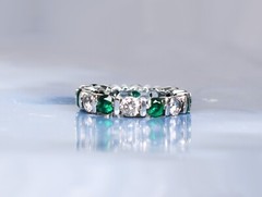 Emerald With Diamond Ring Birthday Gifts For Her Round Stacking Ring Birthstone