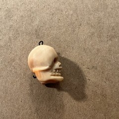 Vintage Miniature Hand Carved “MEMENTO MORI” Human skull Charm