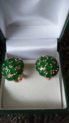 Vintage 1990-s 14 Ct Rolled Gold Emerald Earrings-Hallmarked 585 RG