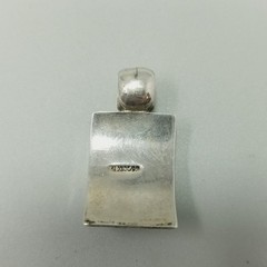 Vintage Sterling Silver Blue Stone Pendant Curved Rectangle Mexico 1 1/2 Inch