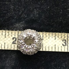 Vintage Silver Tone Pave CZ Ball Design Slide Pendant