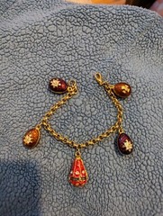 Faberge 5 Egg Bracelet The Museum Company Gold Plated Pewter Jewel Tones