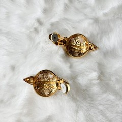 vintage Moschino Logo Planet Saturn Clip On earrings Gold Tone Japan exclusive