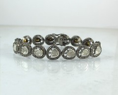 Bangle Natural Rosecut Diamond Uncut Diamond 925Sterling Silver Victorian Bangle