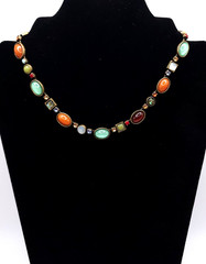 Vida Jewels Necklace Multi Stone Collar Gold Tone Boho Statement Signed 16-18in