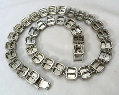 HALO PAVE SET SPARKLING LARGE FACETED CRYSTAL LINKS RHODIUM PLATE NECKLACE