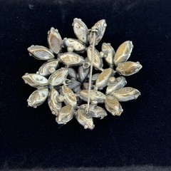 Signed REGENCY Electric Blue/Green Swirl AB Rhinestone Brooch/Earring Vtg Set