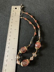 Victorian Reproduction Style Choker Old Gold and Faux Crystals in Rose Pink