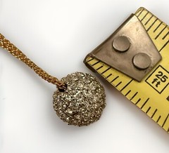 Vtg.Rhinestones Bead Necklace Sliding Single Bead on Ball Chain Gold Tone Metal