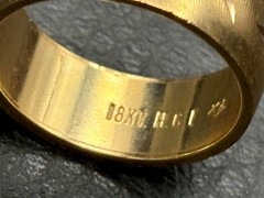Vargas 18K HGE Yellow Gold Plate Wide Band Ring Textured Crescent Moon Etching 8