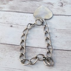 Vintage Bracelet with Heart Charm – Heavy Discoloration and Multiple Marks
