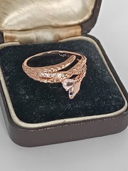Vintage 1990-s 14 Ct Rolled Gold Zircon Snake Ring UK N US 6 3/4 – Hallmarked!