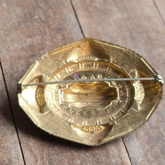 Antique Victorian Revival Gold Tone Ornate Brooch Eastlake Style Statement Pin
