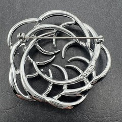 Vintage Signed Sarah Coventry Tailored Swirl Textured Silver Tone Brooch Pin