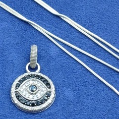 Vintage Pave-Set Black Spinel & Cubic Zirconia Evil Eye Pendant Necklace