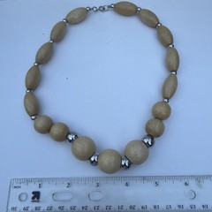 Vintage 90s Wood Bead Chunky Statement Necklace Boho Retro Women’s Jewelry