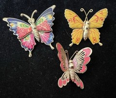 Lot 65 Vtg BUTTERFLY BROOCH Rhinestone Enamel 925 800 Silver GF Monet Trifari