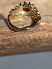 Vintage Costume Faux Gold Ruby Diamond Ring Size 10