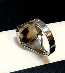 Vintage 40’s Sterling Silver Mens Picture Agate Ring sz 11