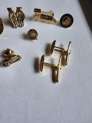 Lot of 7 Vintage Sports Other Assorted Pins Cuff Links. Nice Condition.