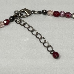 Red Pendant Necklace Teardrop Faceted Glass Purple Cats Eye Dainty Iridescent AB
