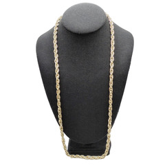 Multi Link Twist Rope Style Chain Very Light Gold Tone Vintage Necklace 30 Inch