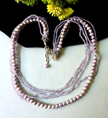 Vintage Sterling Silver Purple Dyed Freshwater Pearls Amethyst Necklace 18″ L