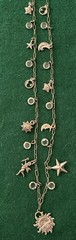 Vintage Silver 36” Celestial Necklace Sun Moon Stars Cupid Bevel Set Crystals